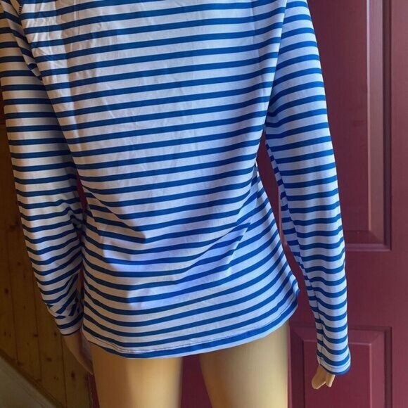 Cabana Life Women’s Striped  UPF 50+ Long Sleeve Shirt swim pool sports Sz M New - Picture 9 of 13